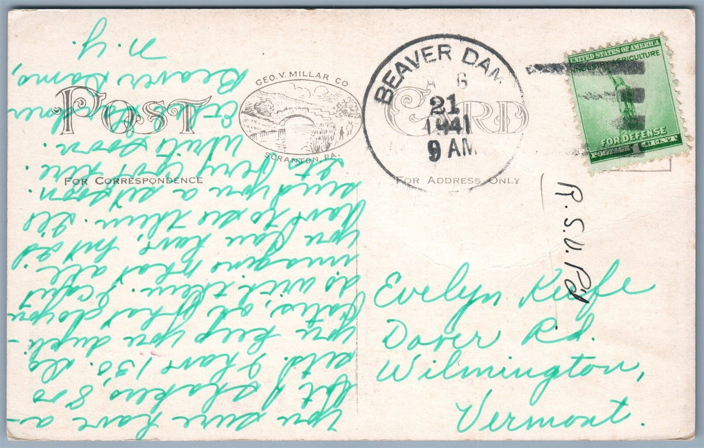 WATKINS NY & SENECA LAKE 1941 VINTAGE POSTCARD