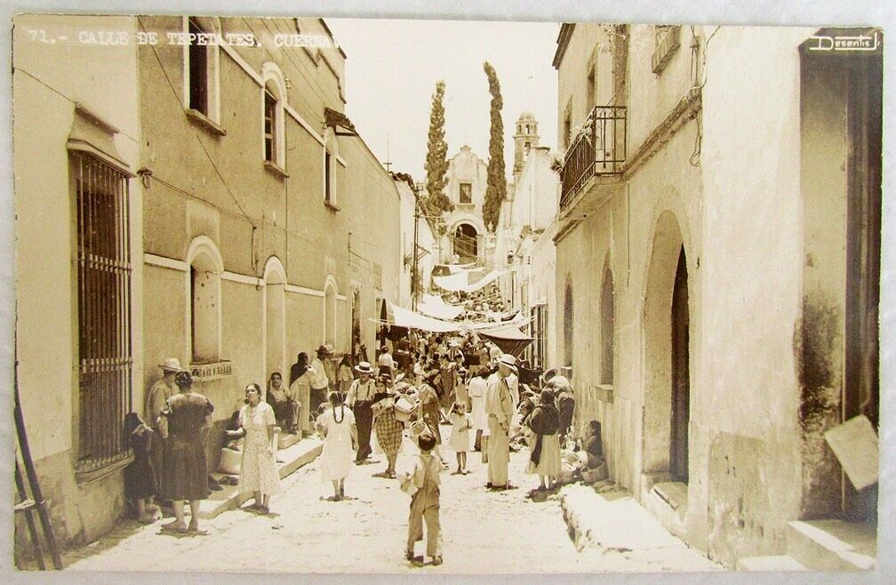 RPPC CUERNAVACA CALLE DE TEPETATES. HACIA MEXICO ANTIQUE REAL PHOTO POSTCARD