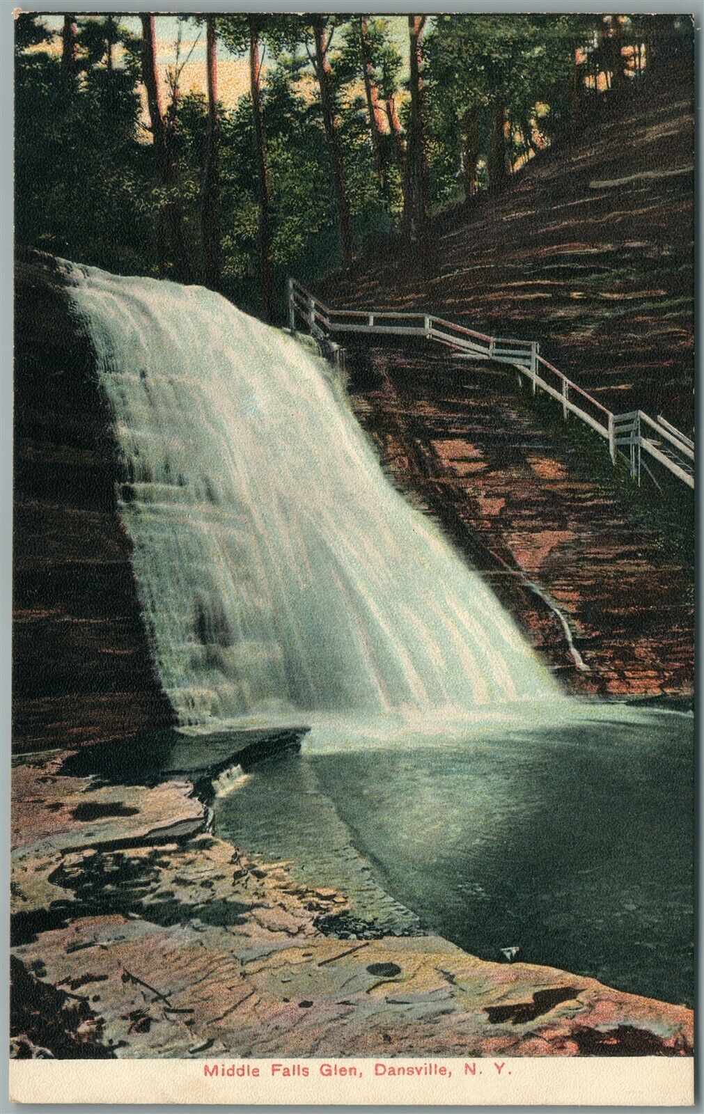 DANSVILLE NY MIDDLE FALLS GLEN ANTIQUE POSTCARD