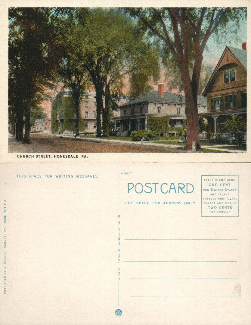 HONESDALE PA CHURCH STREET ANTIQUE POSTCARD
