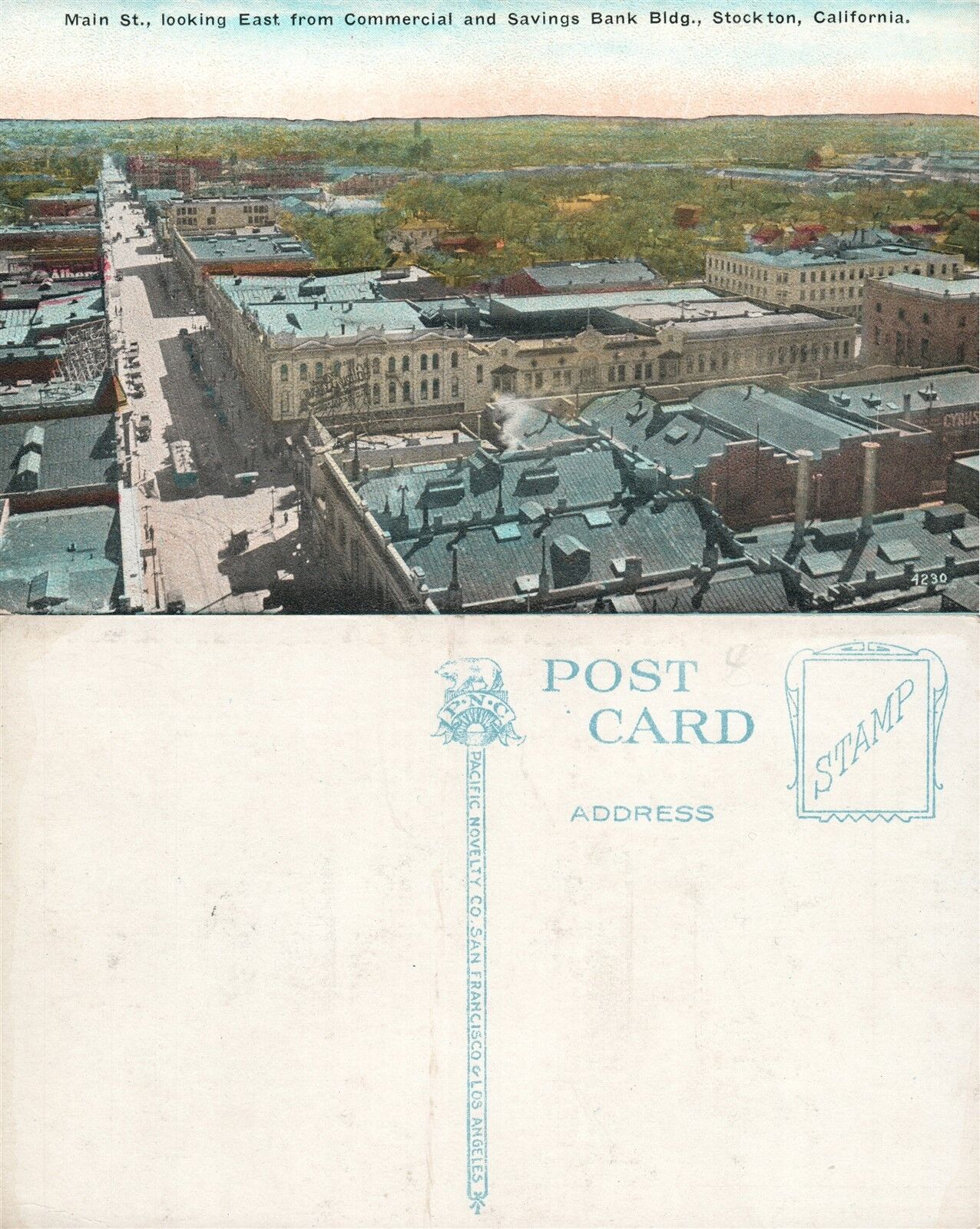 STOCKTON CA MAIN STREET ANTIQUE POSTCARD