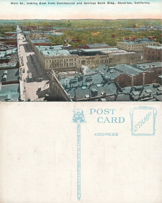 STOCKTON CA MAIN STREET ANTIQUE POSTCARD