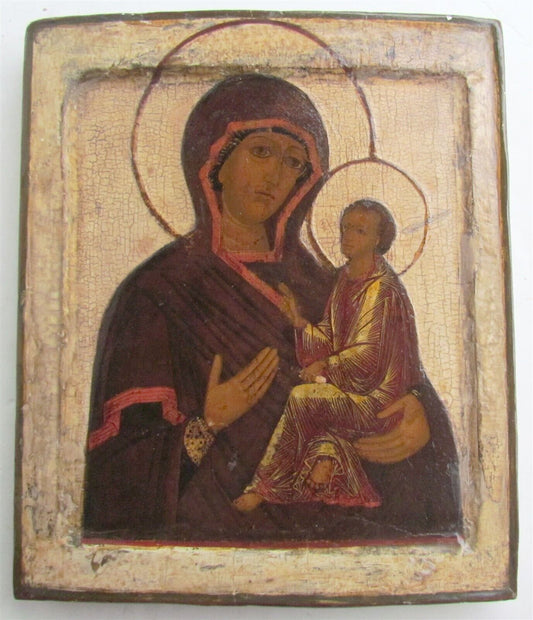 RUSSIAN ICON of SMOLENSK MOTHER OF GOD antique 17th CENTURY HAND PAINTED