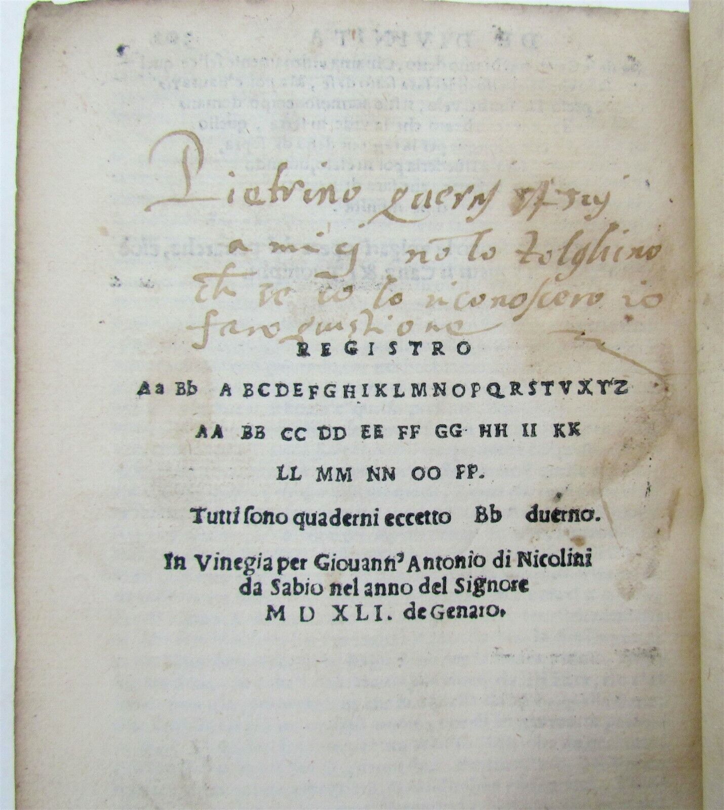 1541 IL PETRARCA CON L'ESPOSITIONE D'ALESSANDRO VELLUTELLO antique 16th CENTURY