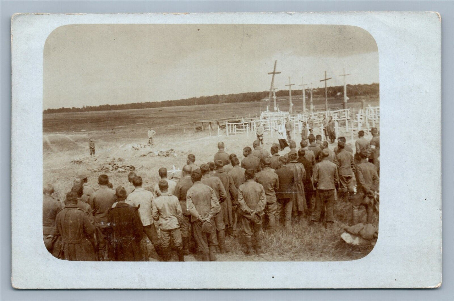 GERMAN WWI FUNERALS w/ SOLDIERS DEAD BODIES WWI ANTIQUE REAL PHOTO POSTCARD RPPC