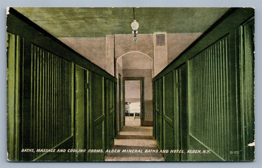 ALDEN NY MINERAL BATHS MASSAGE & COOLING ROOMS ANTIQUE POSTCARD