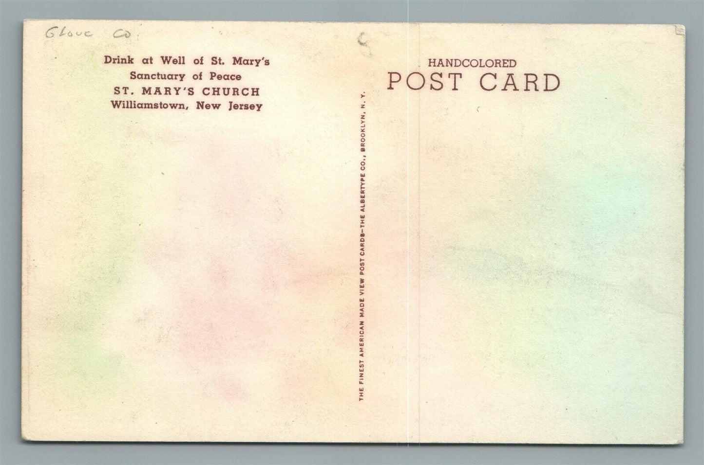 WILLIAMSTOWN NJ ST.MARY'S CHURCH WELL ANTIQUE POSTCARD