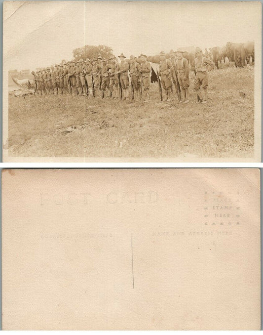 AMERICAN ARMY UNIT WWI ERA ANTIQUE RPPC REAL PHOTO POSTCARD rifles