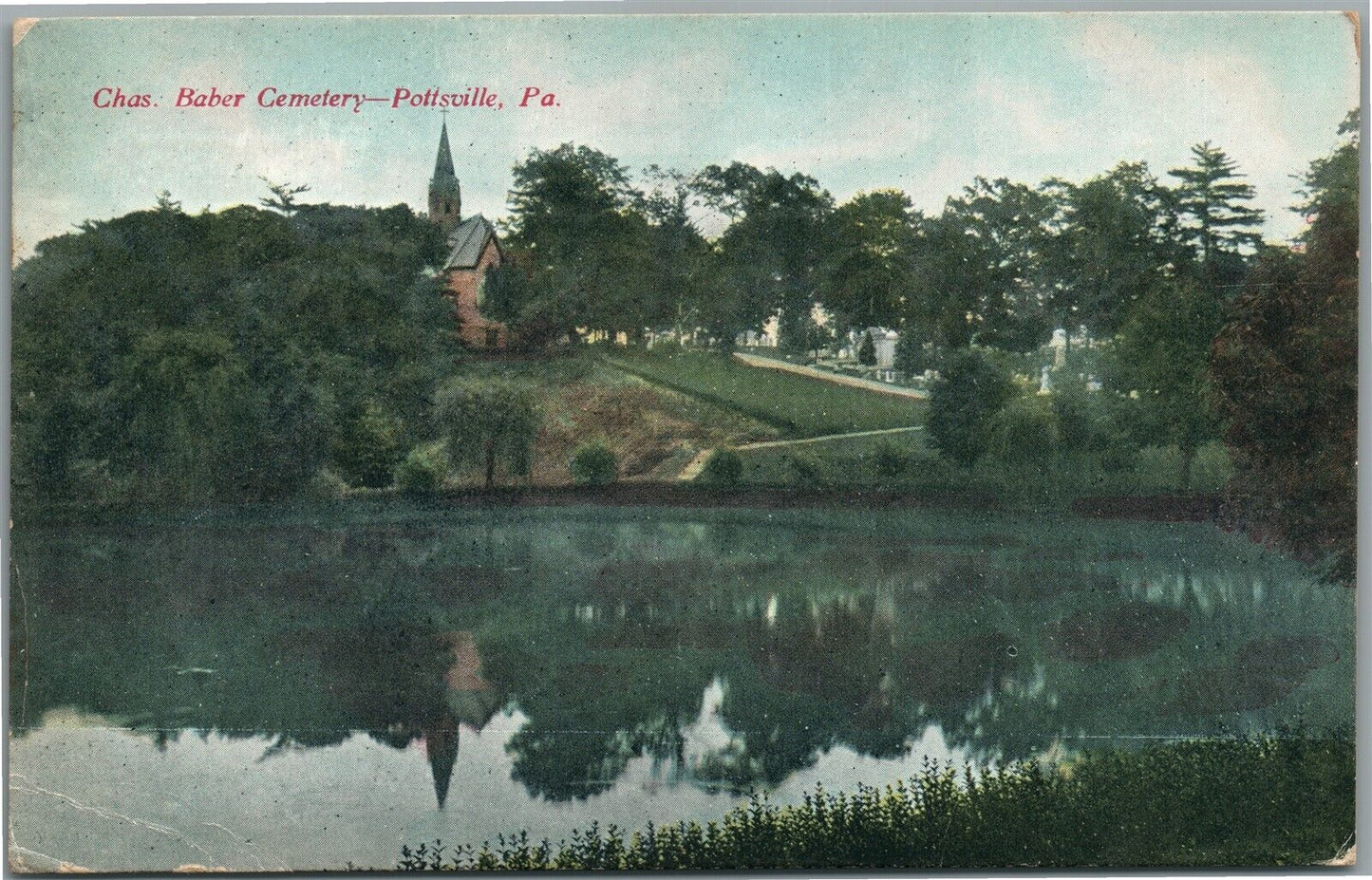 POTTSVILLE PA CHAS. BABER CEMETERY ANTIQUE POSTCARD