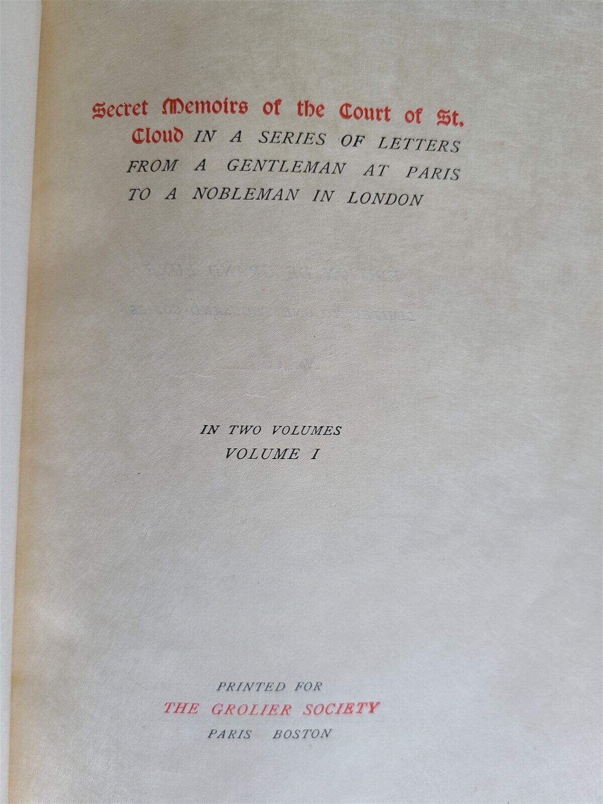 1900 COURT of ST.CLOUD SECRET MEMOIRS 2 vols ANTIQUE LTD EDITION GROLIER SOCIETY