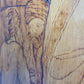 CENTRAL ASIA SCENE HAND CARVED on LARGE WOOD PANEL vintage ISLAMIC ARABIC 34x42"