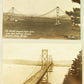 LOT OF 2 BRIDGES OF SAN FRANCISCO CALIFORNIA VINTAGE REAL PHOTO POSTCARDS RPPC