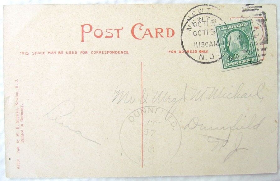 ANTIQUE 1910 POSTCARD OPERA HOUSE & POST OFFICE NEWTON N.J.