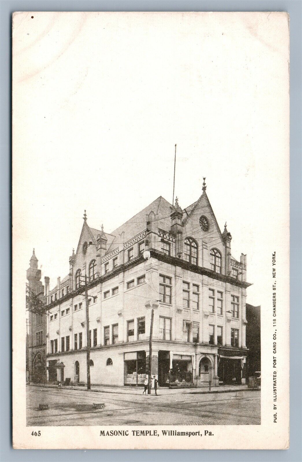 WILLIAMSPORT PA MASONIC TEMPLE ANTIQUE POSTCARD