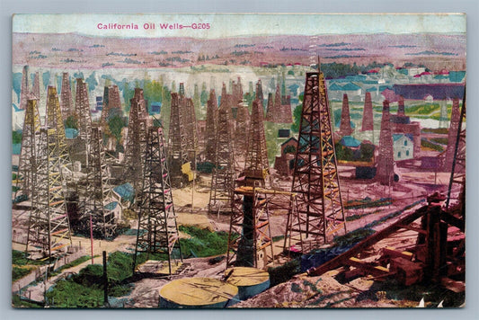 CALIFORNIA OIL WELLS ANTIQUE POSTCARD