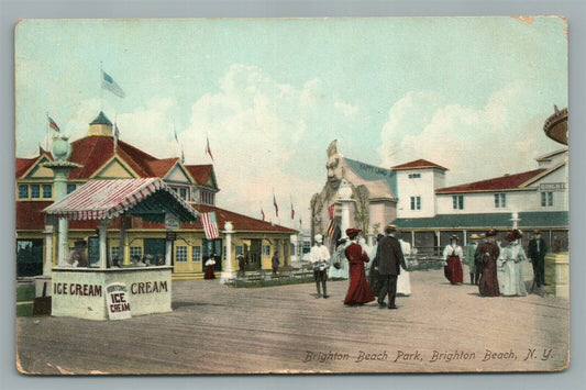 BROOKLYN BRIGHTON BEACH NY PARK ANTIQUE POSTCARD