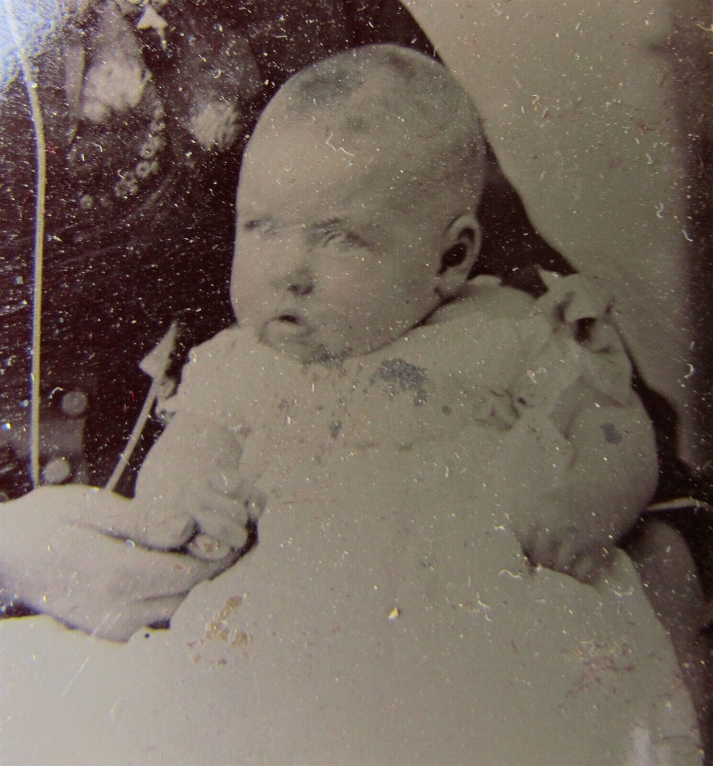 ANTIQUE TINTYPE PHOTO of LADY w/ BABY VICTORIAN ERA