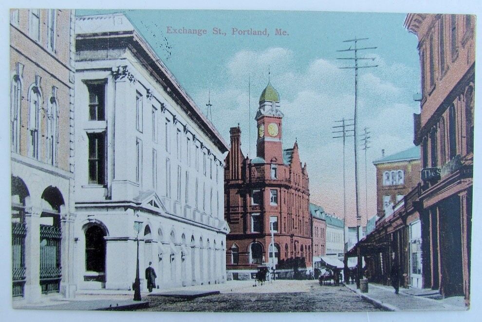 VINTAGE POSTCARD - EXCHANGE STREET PORTLAND MAINE
