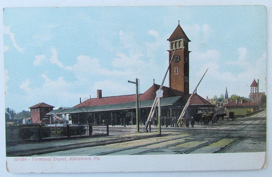 VINTAGE UNDIVIDED POSTCARD TERMINAL DEPOT ALLENTOWN PA railroad railway station