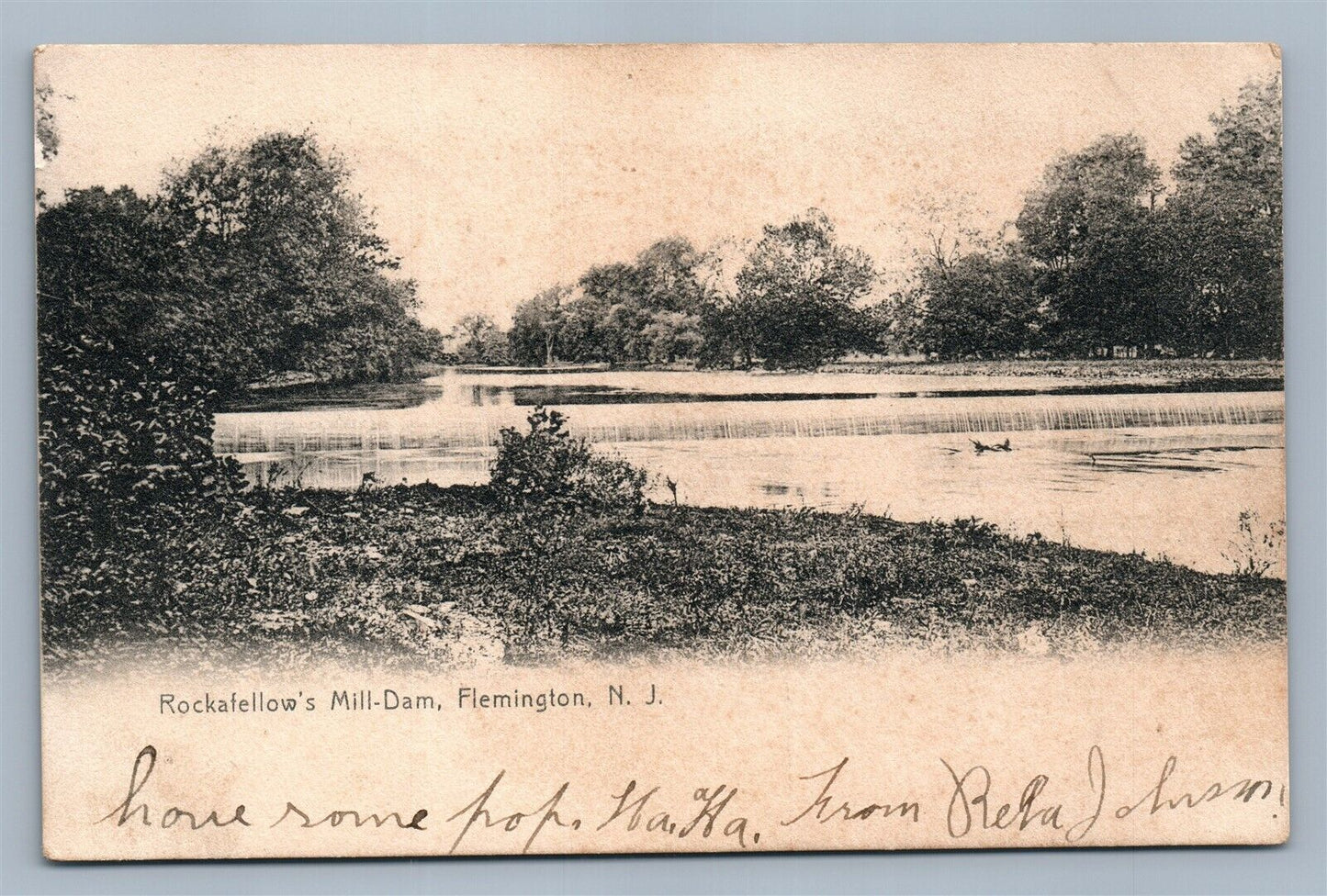 FLEMINGTON NJ ROCKAFELLOW'S MILL-DAM ANTIQUE POSTCARD