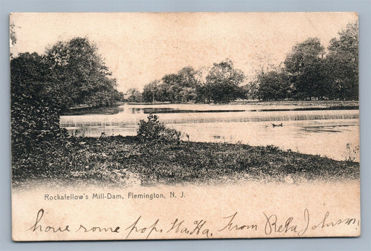 FLEMINGTON NJ ROCKAFELLOW'S MILL-DAM ANTIQUE POSTCARD