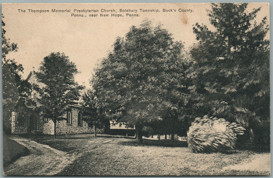 NEW HOPE PA THOMPSON MEMORIAL PRESBYTERIAN CHURCH BUCKS CO. ANTIQUE POSTCARD