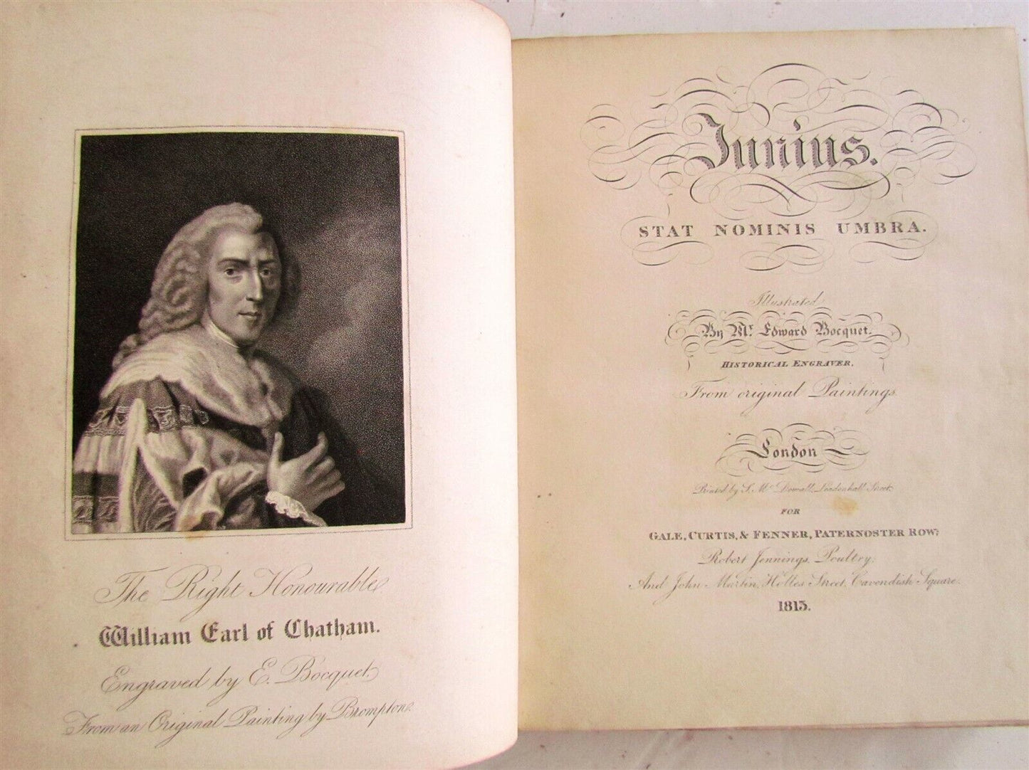 1813 JUNIUS STAT NOMINIS UMBRA antique ILLUSTRATED