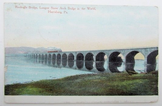 VINTAGE POSTCARD ROCKVILLE BRIDGE HARRISBURG PA train RAILWAY railroad
