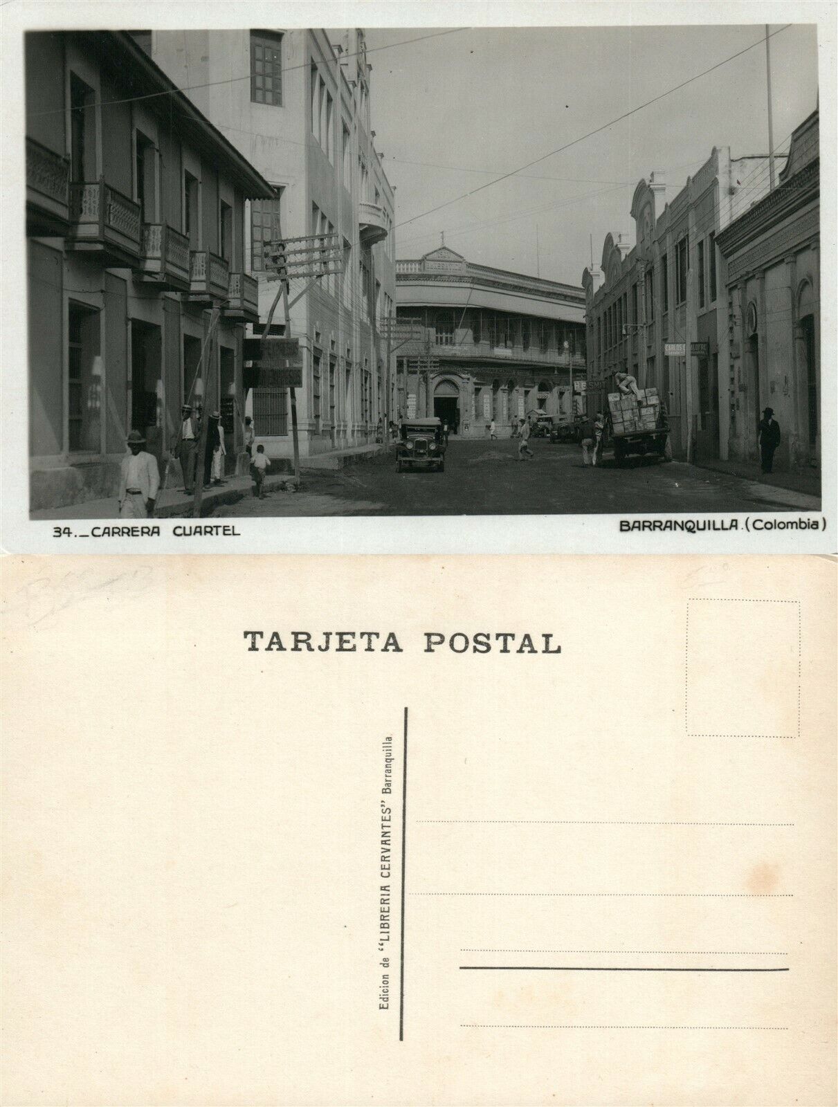 COLOMBIA STREET SCENE ANTIQUE REAL PHOTO POSTCARD RPPC