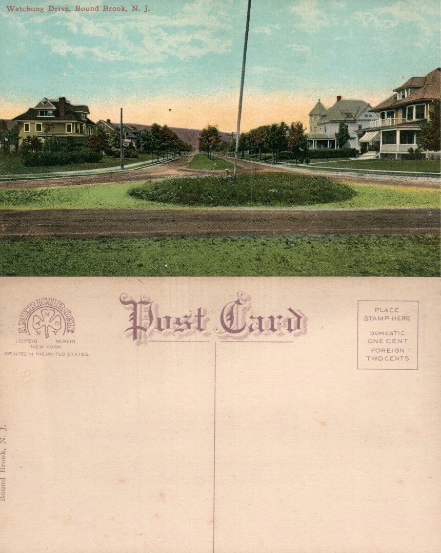 BOUND BROOK N.J. WATCHUNG DRIVE ANTIQUE POSTCARD