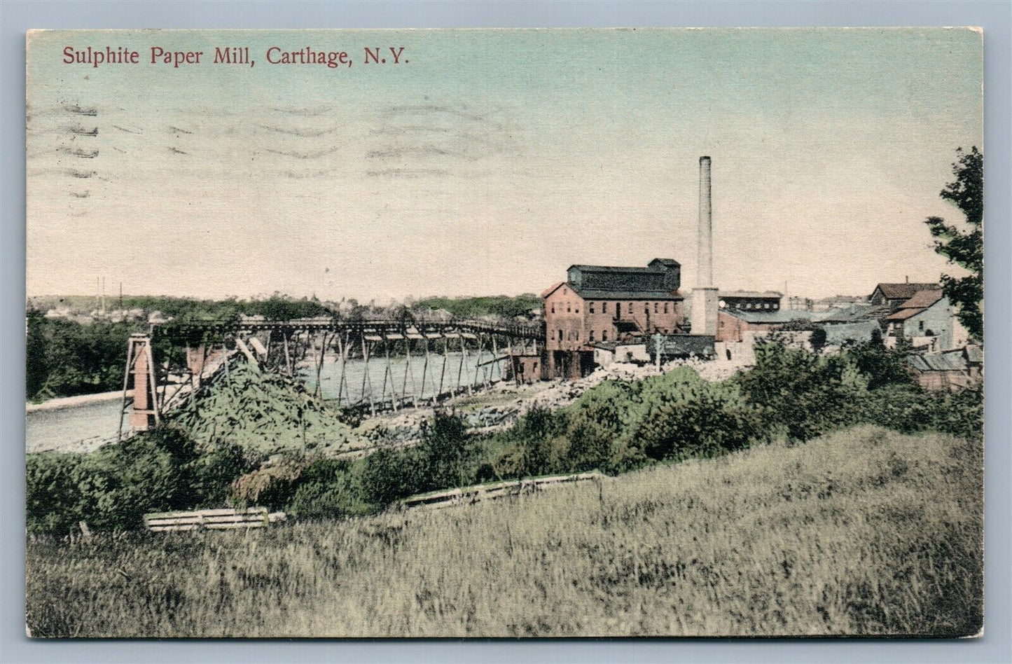 CARTHAGE NY SULPHITE PAPER MILL ANTIQUE POSTCARD
