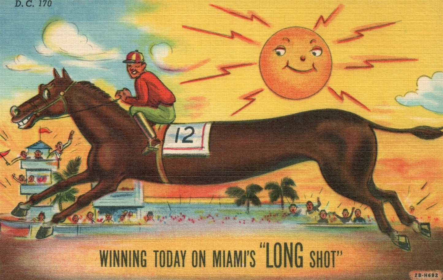 MIAMI FL HORSE RACING VINTAGE POSTCARD