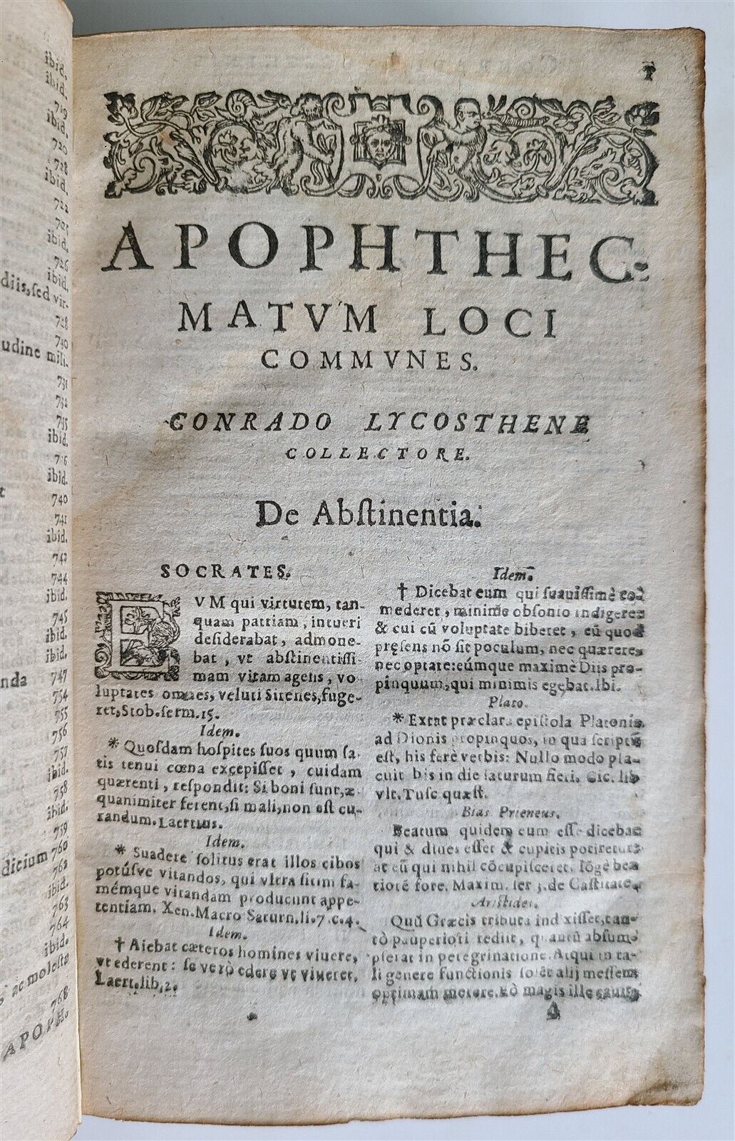 1633 Conrad LYCOSTHENES GREEK & ROMAN PHILOSOPHERS WRITINGS COLLECTION antique