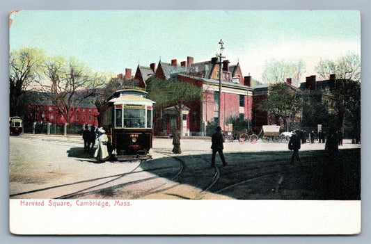 CAMBRIDGE MA HARVARD SQUARE UNDIVIDED ANTIQUE POSTCARD