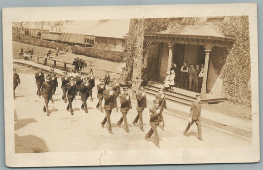 AMERICAN MILITARY MUSIC BAND PARADE ANTIQUE REAL PHOTO POSTCARD RPPC