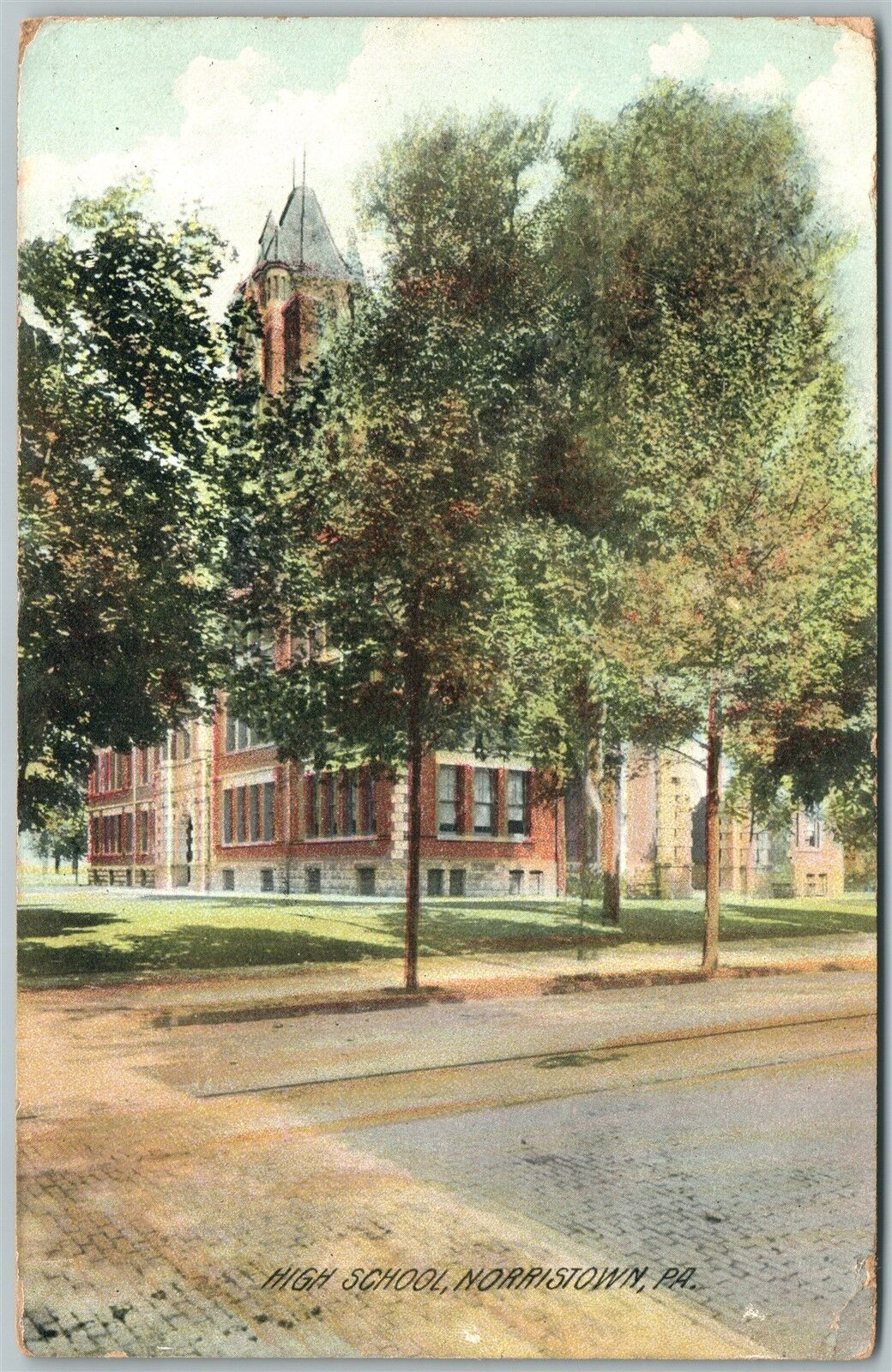 NORRISTOWN PA HIGH SCHOOL 1911 ANTIQUE POSTCARD