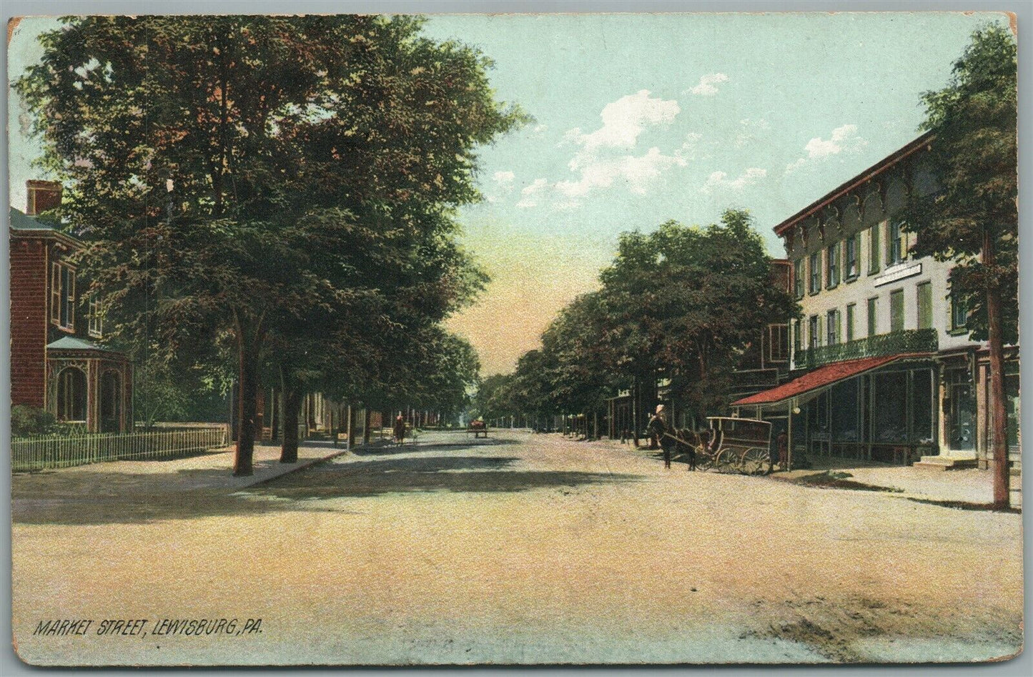 LEWISBURG PA MARKET STREET ANTIQUE POSTCARD