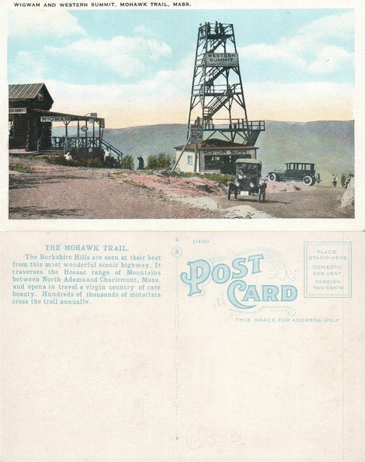 MOHAWK TRAIL MA WIGWAM & WESTERN SUMMIT ANTIQUE POSTCARD