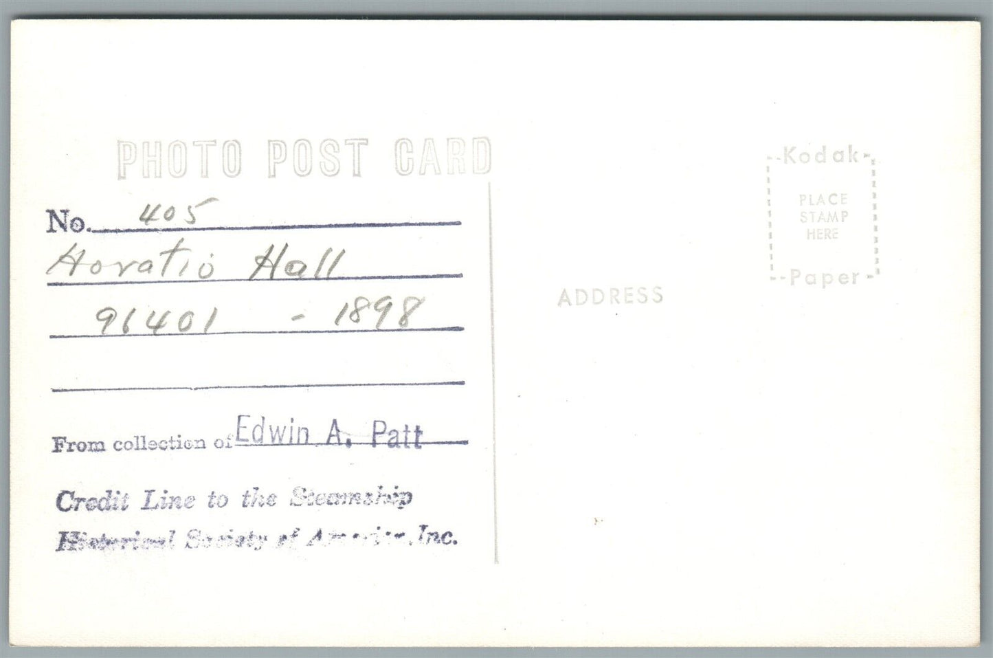 STEAMBOAT HORATIO HALL VINTAGE REAL PHOTO POSTCARD RPPC