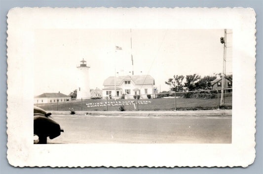 CHATHAM MA LIGHT STATION US COAST GUARD ANTIQUE REAL PHOTO POSTCARD RPPC