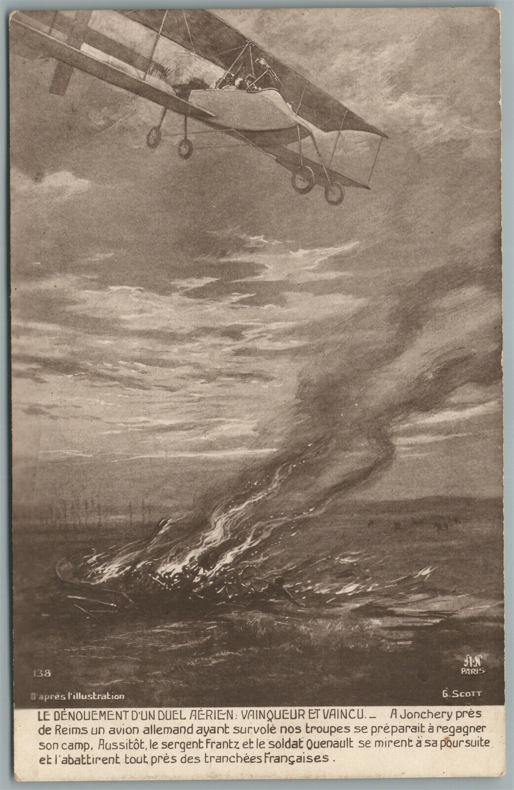 WWI ERA FRENCH EIR FORCE FIGHT ANTIQUE POSTCARD early aviation