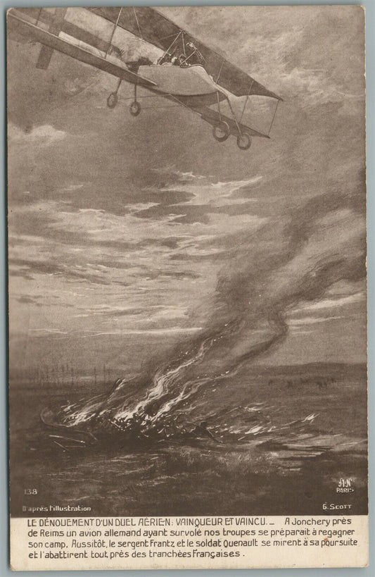 WWI ERA FRENCH EIR FORCE FIGHT ANTIQUE POSTCARD early aviation