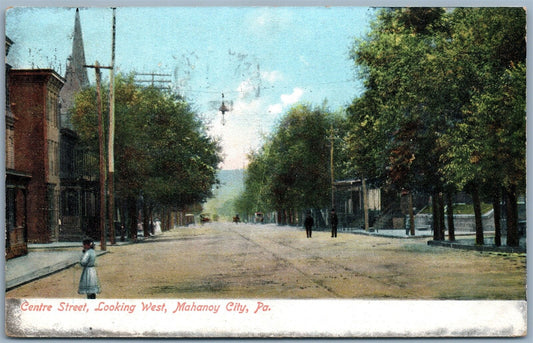 MAHANOY CITY PA CENTRE STREET UNDIVIDED ANTIQUE POSTCARD