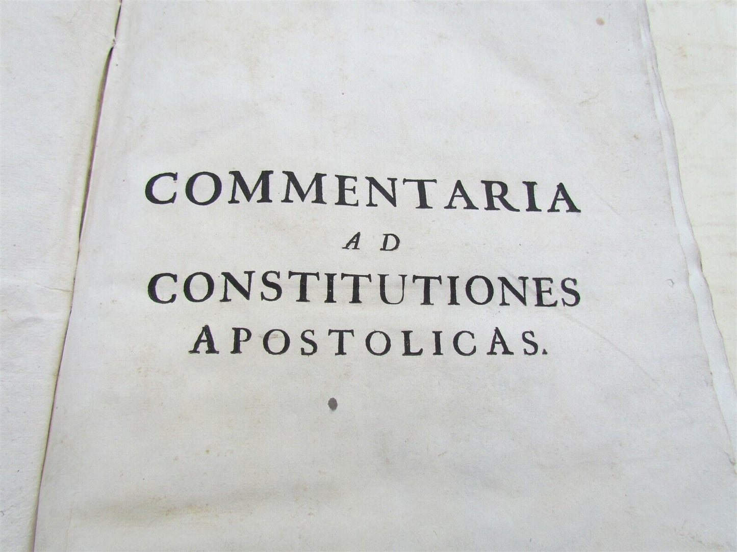 1729 VELLUM BINDING FOLIO Commentaria Ad Constitutiones Apostolicas antique