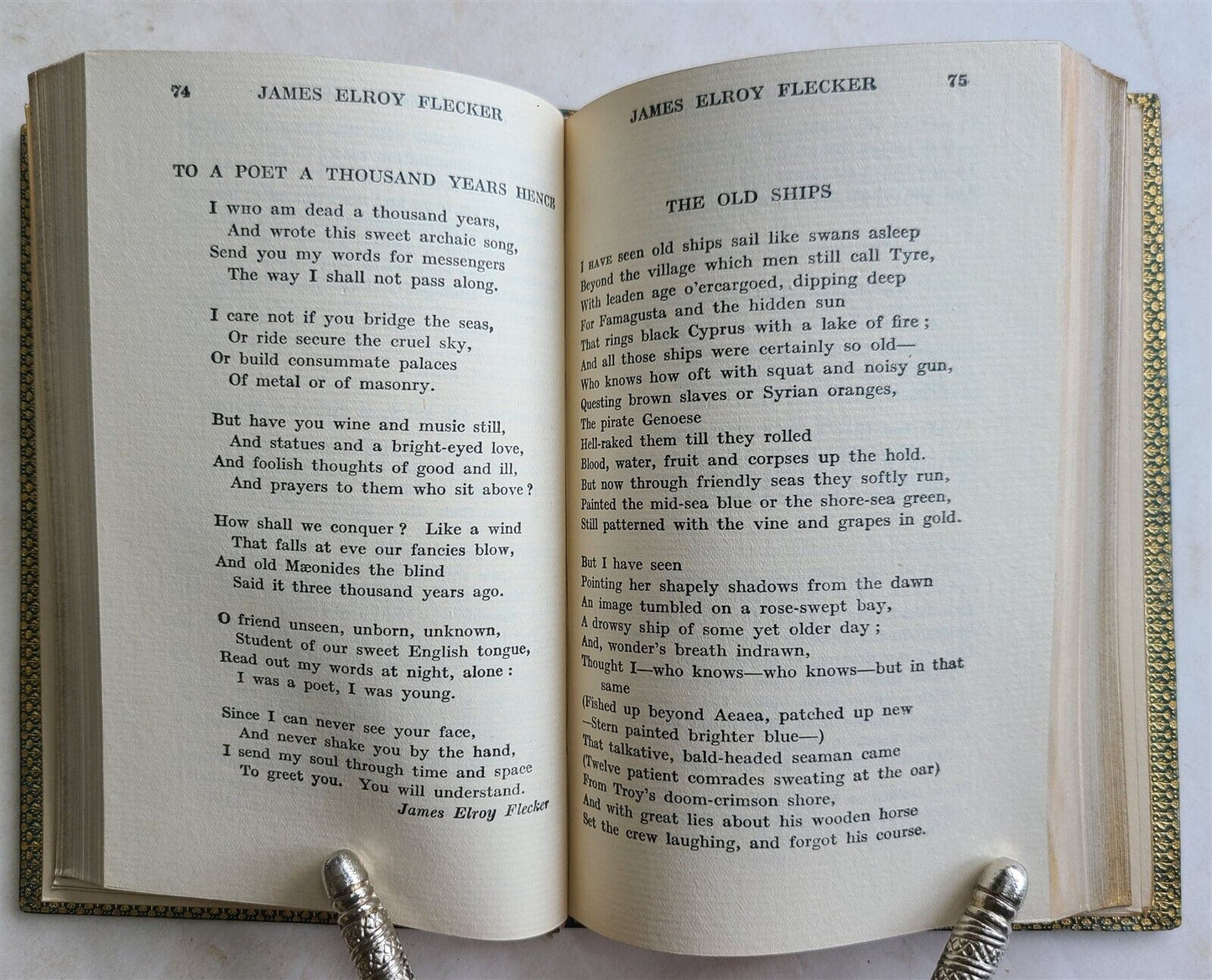 1928 AN ANTHOLOGY of MODERN VERSE antique SIGNED DECORATIVE MOROCCO BINDING