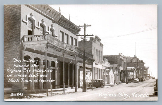 VIRGINIA CITY NV ENTERPRISE BUILDING VINTAGE REAL PHOTO POSTCARD RPPC