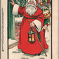 SANTA WITH LOVING CHRISTMAS GREETINGS ANTIQUE POSTCARD