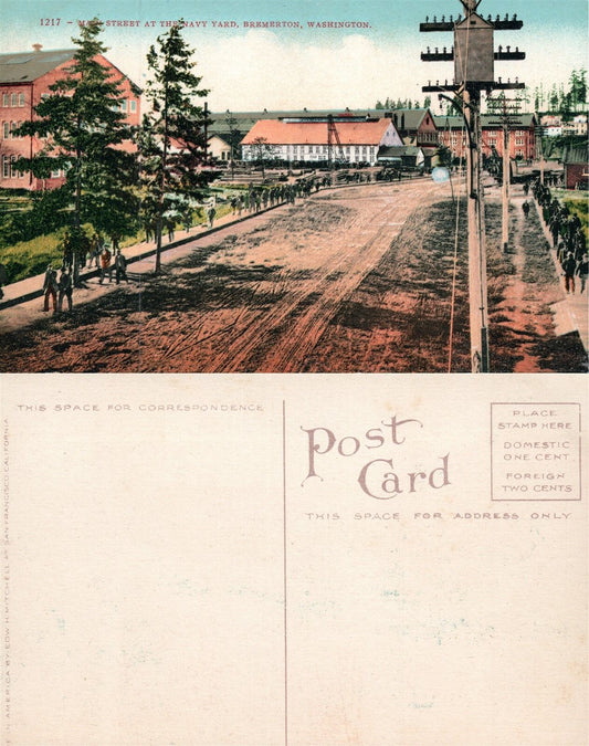 BREMERTON WA MAIN STREET AT NAVY YARD ANTIQUE POSTCARD