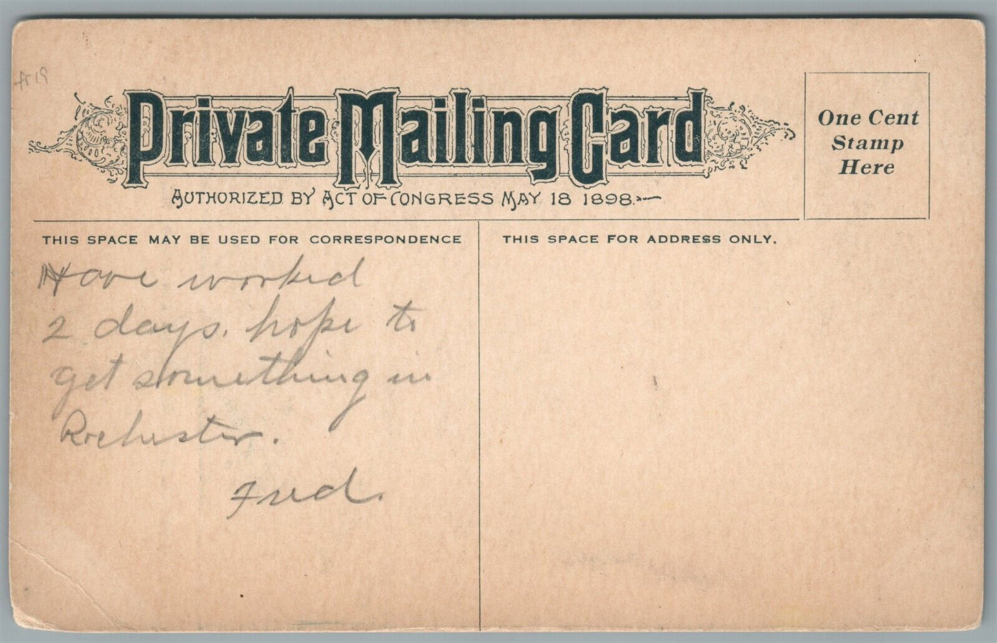 MT.MORRIS NY DT. MYRON MILLS MEMORIAL FOUNTAIN ANTIQUE PRIVATE MAILING POSTCARD