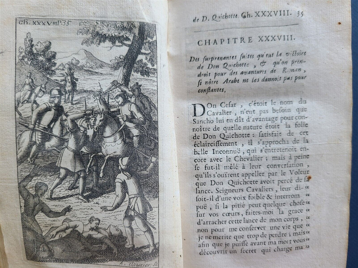 1716 DON QUIXOTE DE LA MANCHE 2 VOLS antique ILLUSTRATED RARE FRENCH EDITION